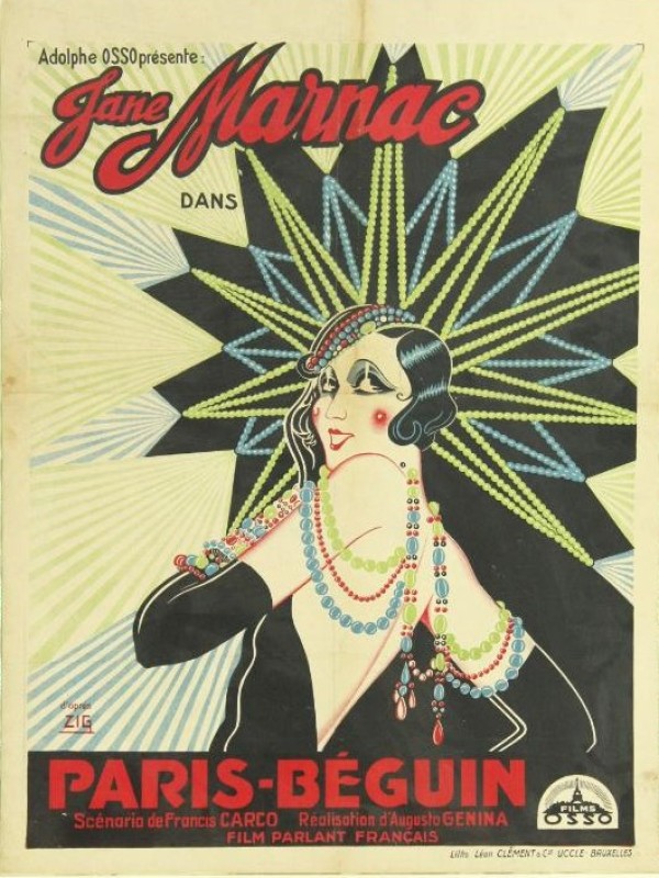 Zeldzame lithografie: filmposter Jane Marnac / Parijs-Béguin. 1931